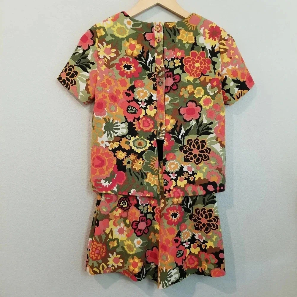 Zara Trafaluc Women's Floral Romper Size XS Button Key Hole - Picture 4 of 10